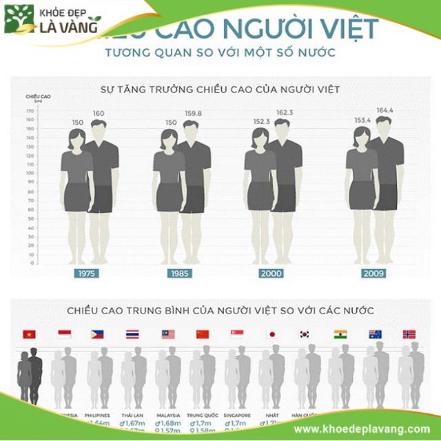 Chiều cao trung bình nam nữ việt nam so với thế giới cập nhật mới