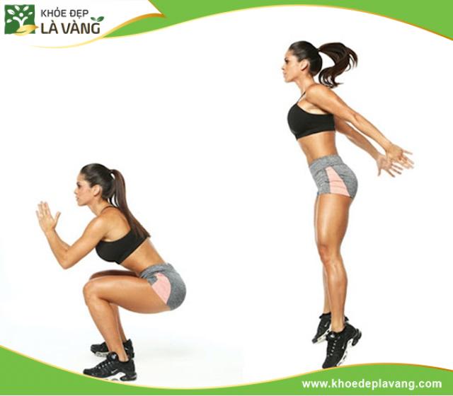 Động tác squat bật nhảy giúp kéo dài chân hiệu quả